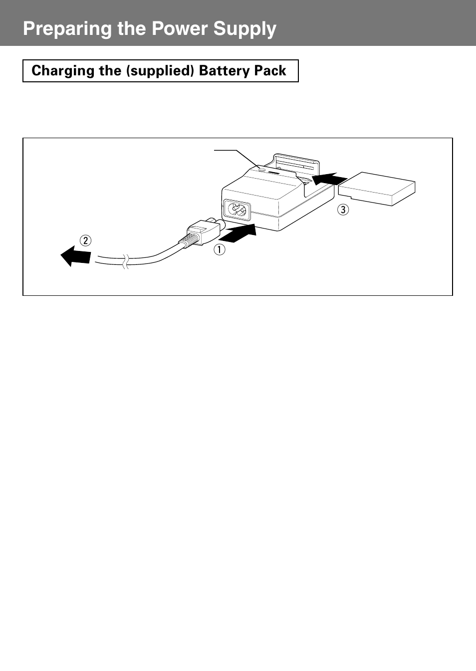 Preparing the power supply, Charging the (supplied) battery pack | Konica Minolta Konica Digital Revio KD-400Z User Manual | Page 18 / 117