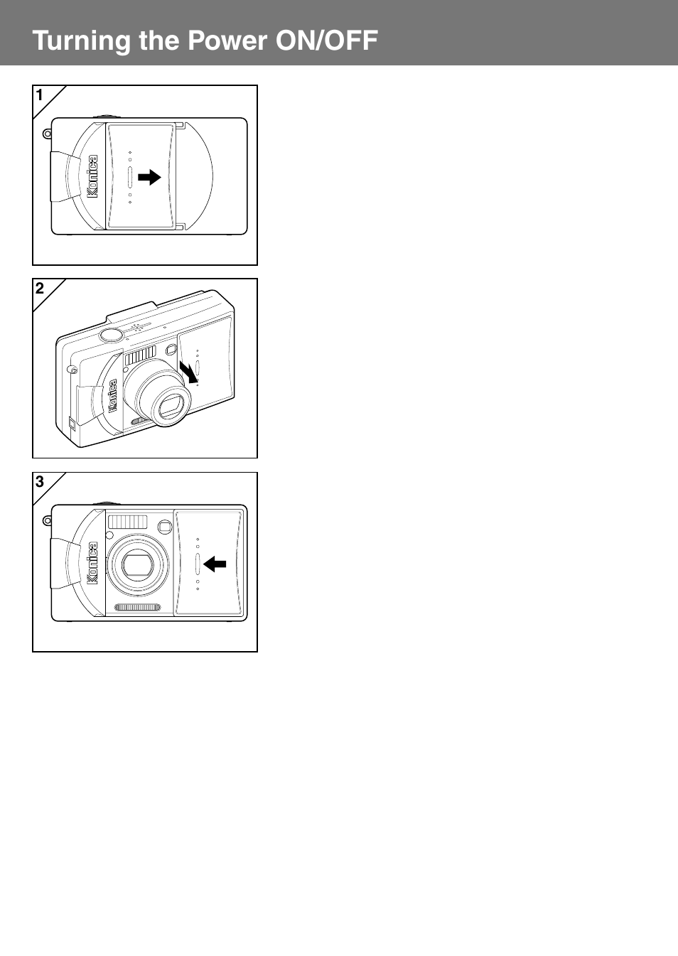 Turning the power on/off | Konica Minolta Konica Digital Revio KD-400Z User Manual | Page 23 / 117