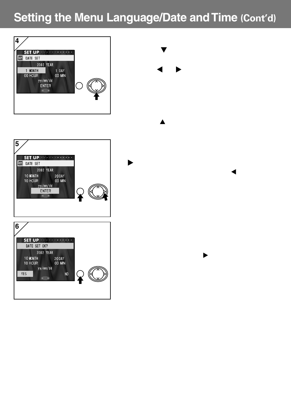 Setting the menu language/date and time, Cont’d) | Konica Minolta Konica Digital Revio KD-400Z User Manual | Page 25 / 117