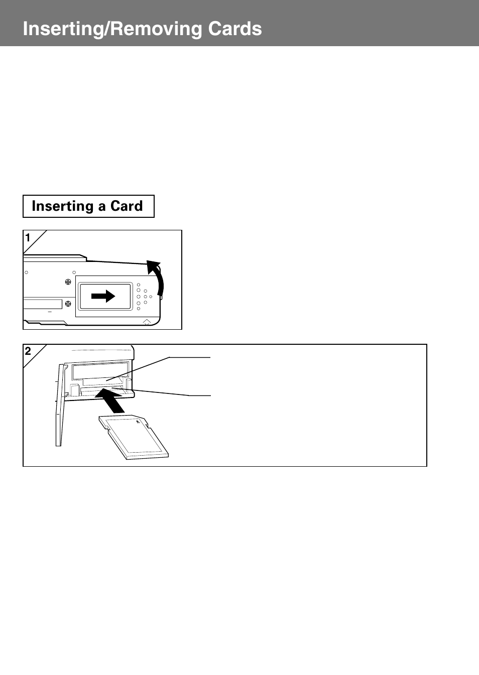 Inserting/removing cards, Inserting a card | Konica Minolta Konica Digital Revio KD-400Z User Manual | Page 26 / 117