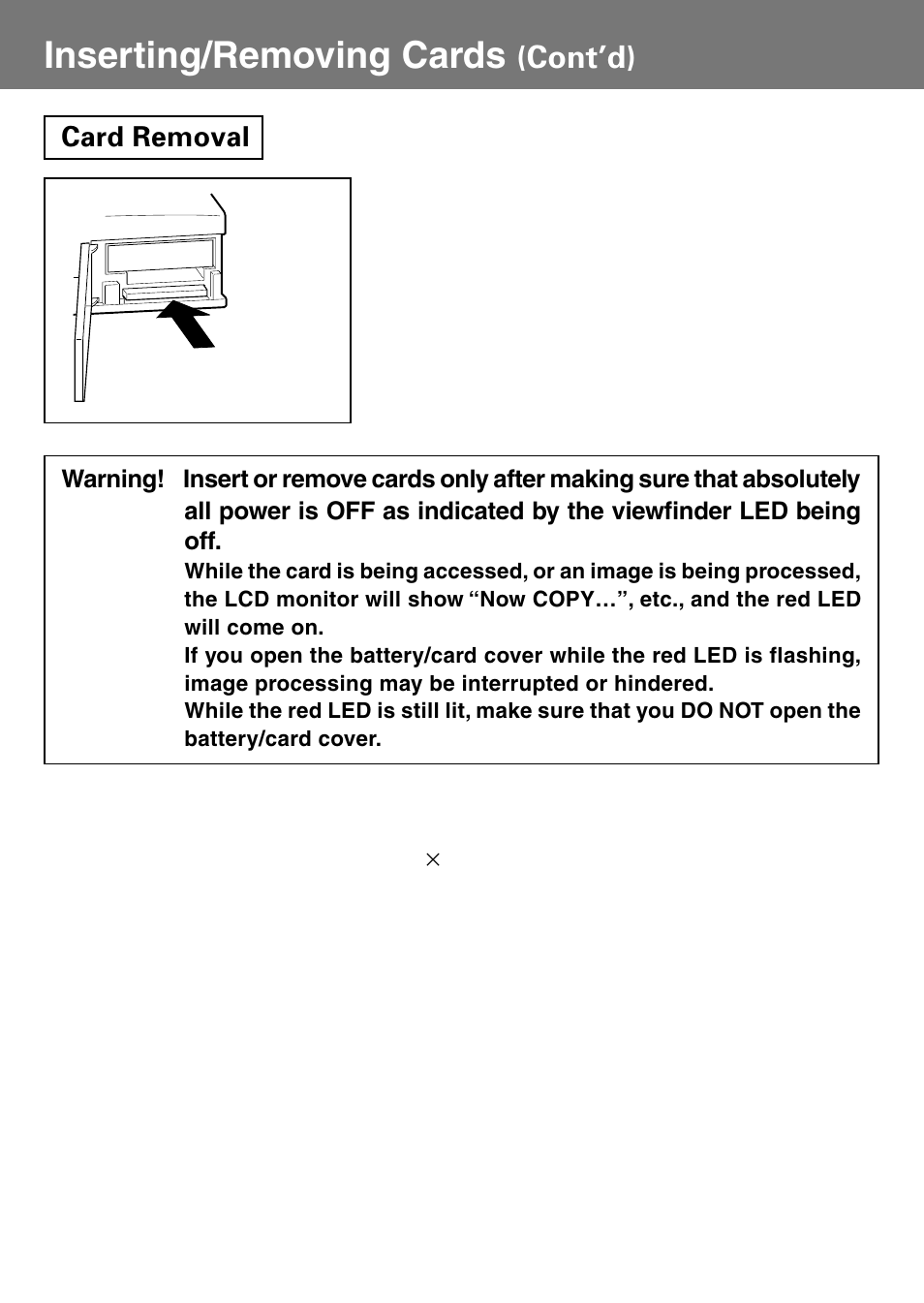 Inserting/removing cards, Cont’d) | Konica Minolta Konica Digital Revio KD-400Z User Manual | Page 27 / 117