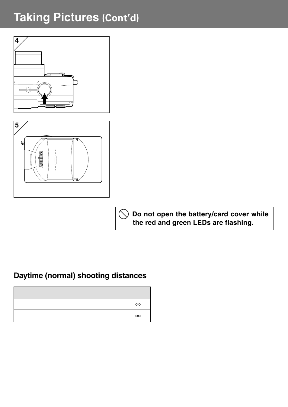 Taking pictures, Cont’d) | Konica Minolta Konica Digital Revio KD-400Z User Manual | Page 31 / 117