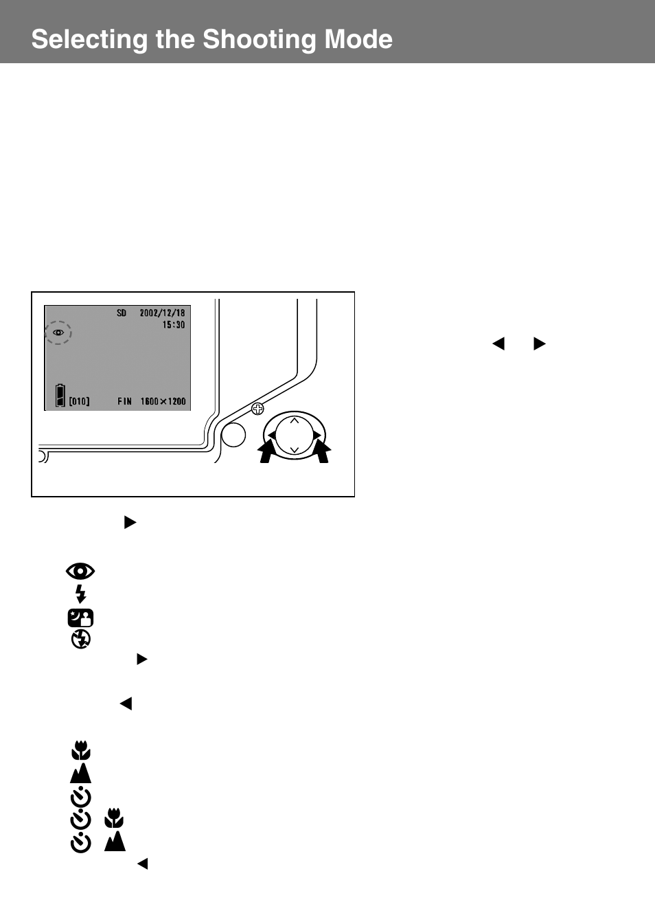 Selecting the shooting mode | Konica Minolta Konica Digital Revio KD-400Z User Manual | Page 37 / 117