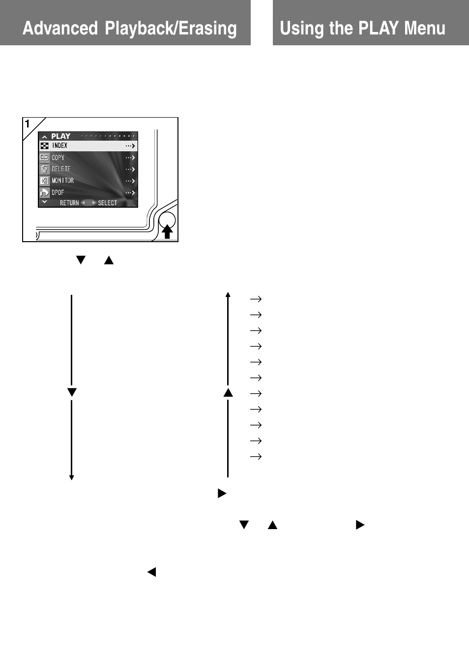 Advanced playback/erasing, Using the play menu, Using the play menu advanced playback/erasing | Konica Minolta Konica Digital Revio KD-400Z User Manual | Page 69 / 117