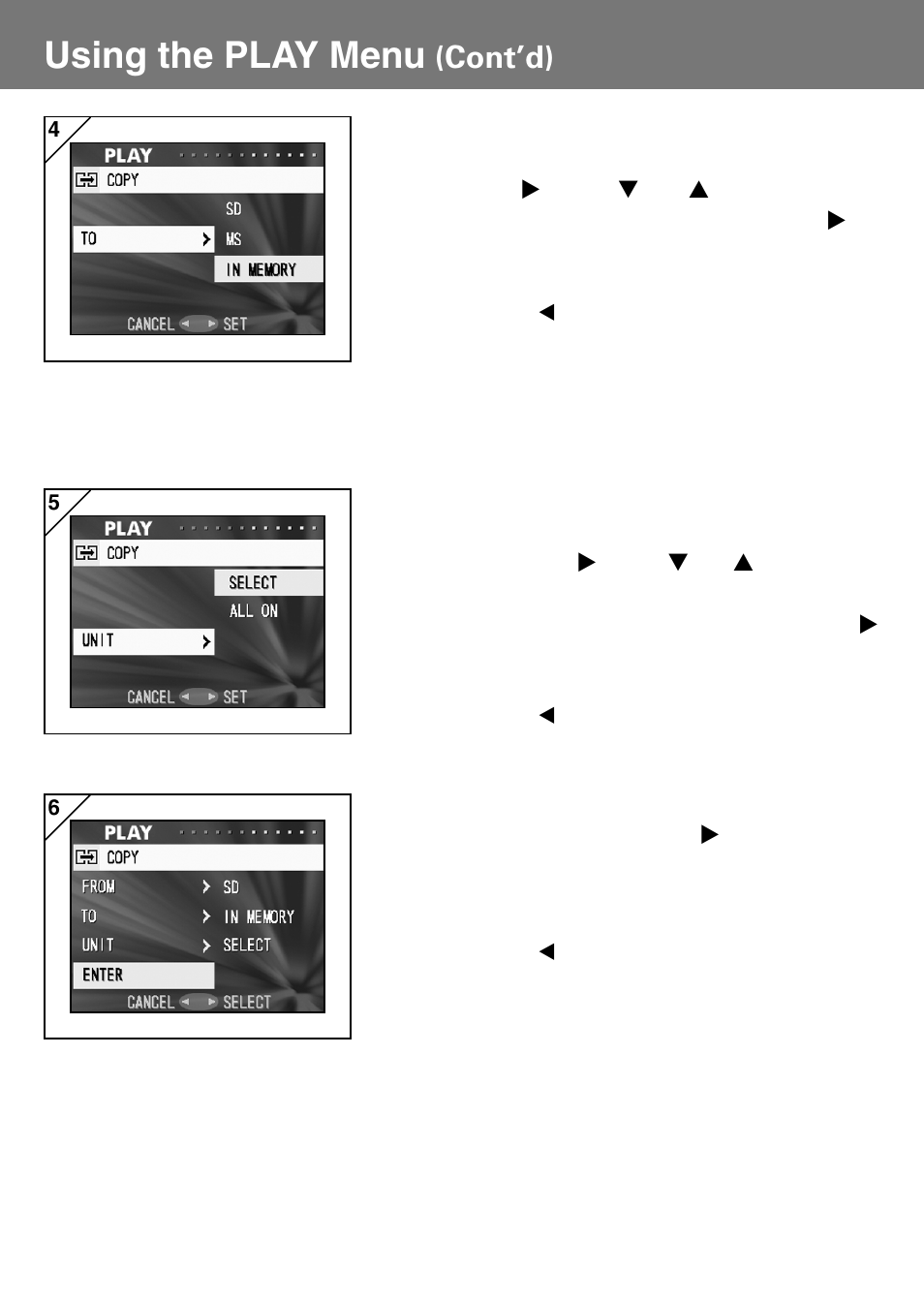 Using the play menu, Cont’d) | Konica Minolta Konica Digital Revio KD-400Z User Manual | Page 72 / 117