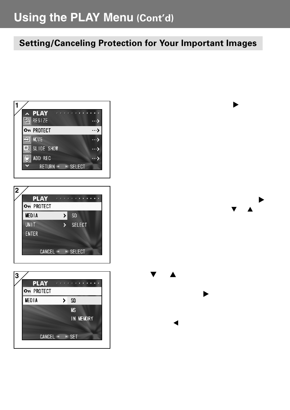 Using the play menu, Cont’d) | Konica Minolta Konica Digital Revio KD-400Z User Manual | Page 82 / 117