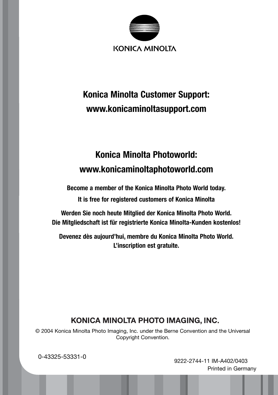 Konica Minolta DiMAGE G600 User Manual | Page 104 / 104