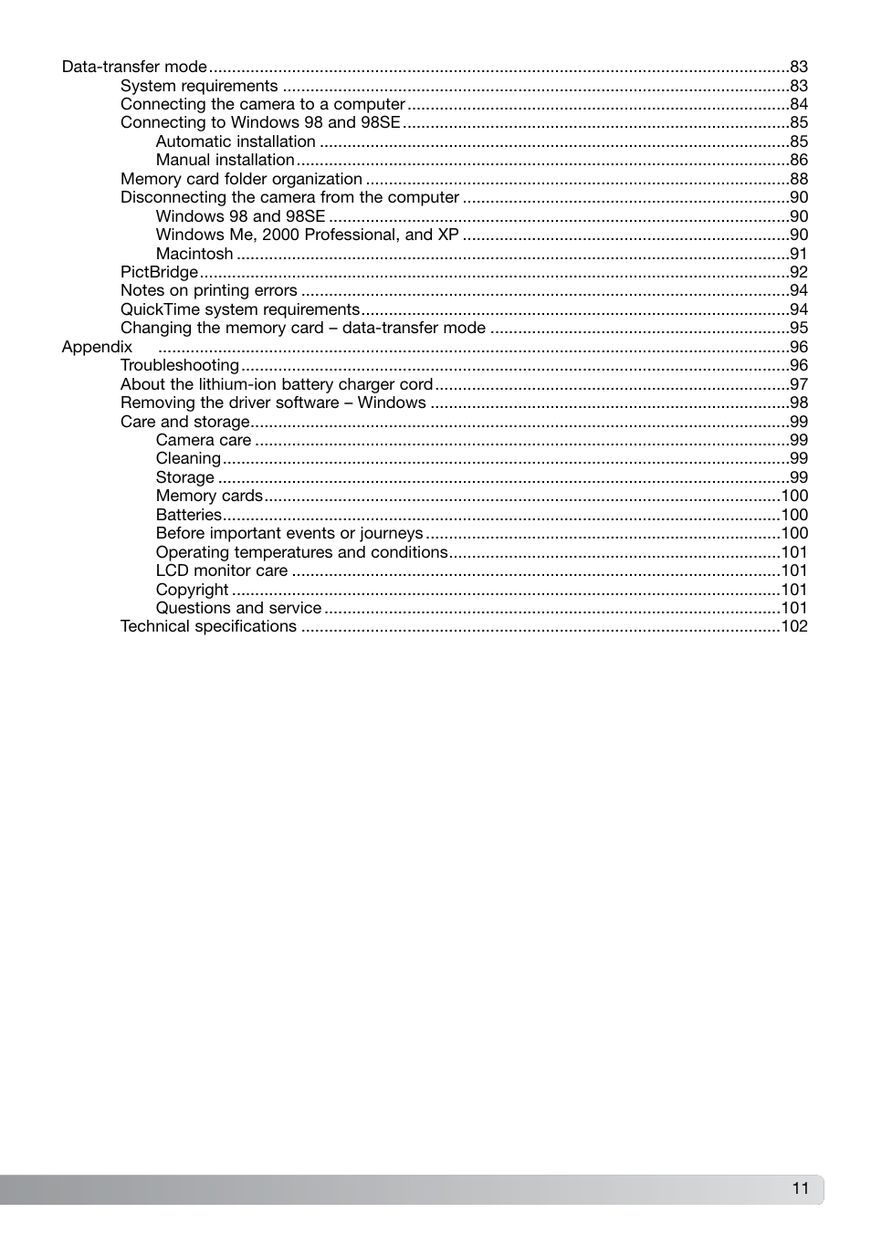 Konica Minolta DiMAGE G600 User Manual | Page 11 / 104