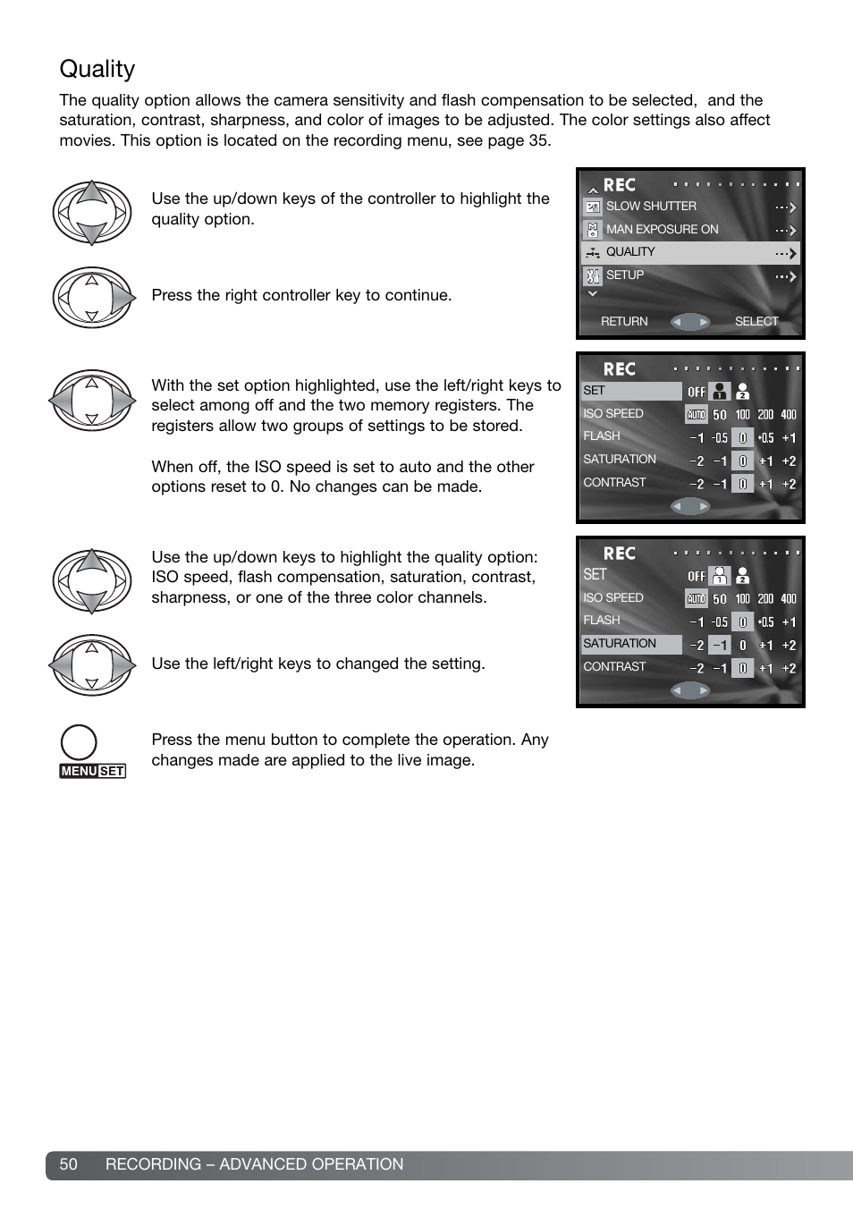 Quality | Konica Minolta DiMAGE G600 User Manual | Page 50 / 104