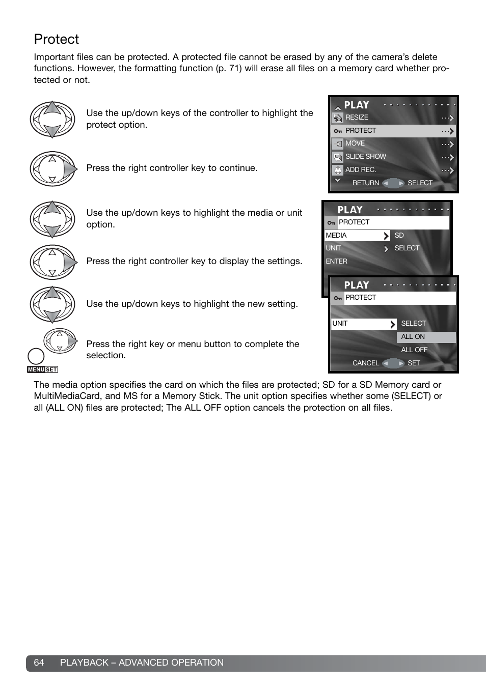 Protect | Konica Minolta DiMAGE G600 User Manual | Page 64 / 104