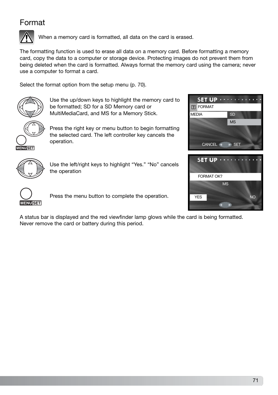 Format | Konica Minolta DiMAGE G600 User Manual | Page 71 / 104