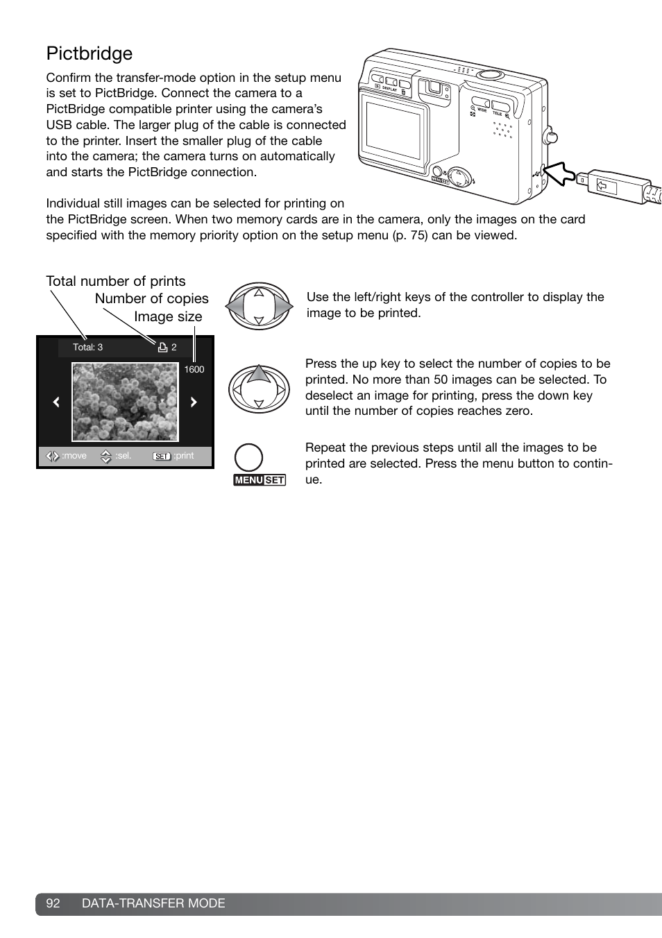 Pictbridge | Konica Minolta DiMAGE G600 User Manual | Page 92 / 104