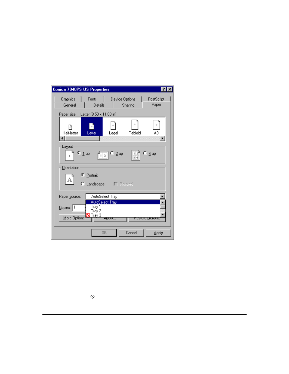 Printer driver screens | Konica Minolta IP-411 User Manual | Page 100 / 241