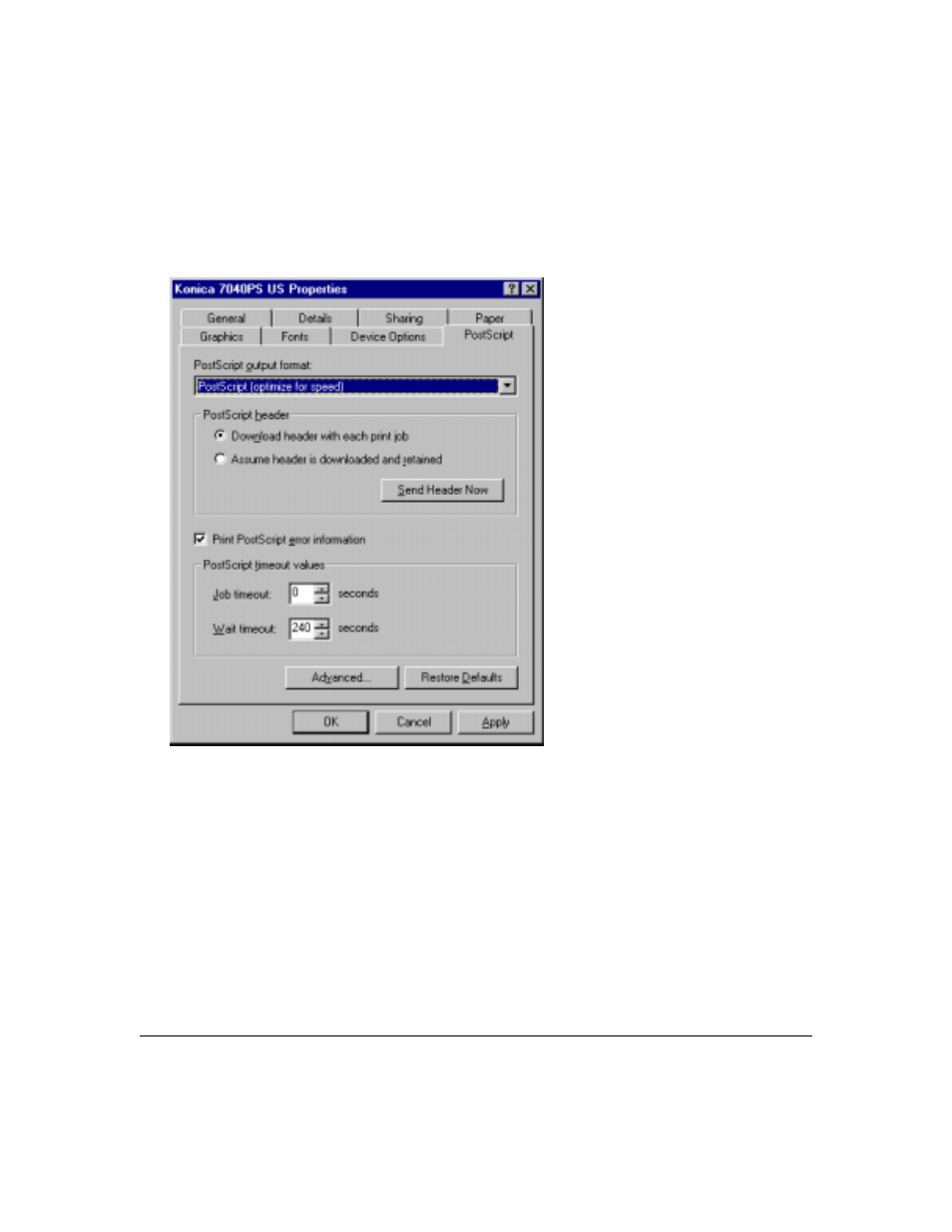 Printer driver screens | Konica Minolta IP-411 User Manual | Page 104 / 241