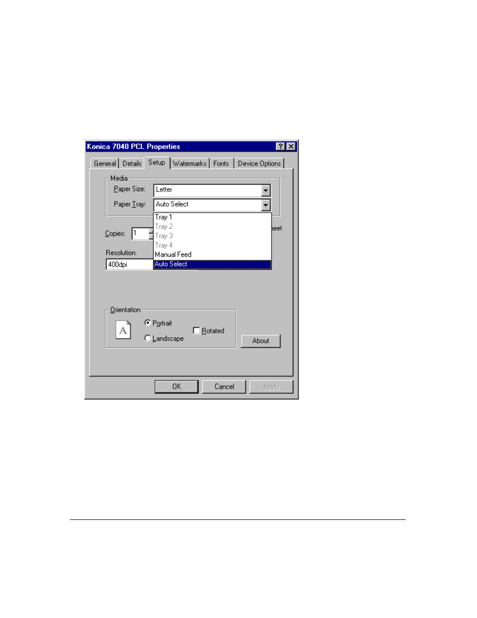 Printer driver screens | Konica Minolta IP-411 User Manual | Page 112 / 241