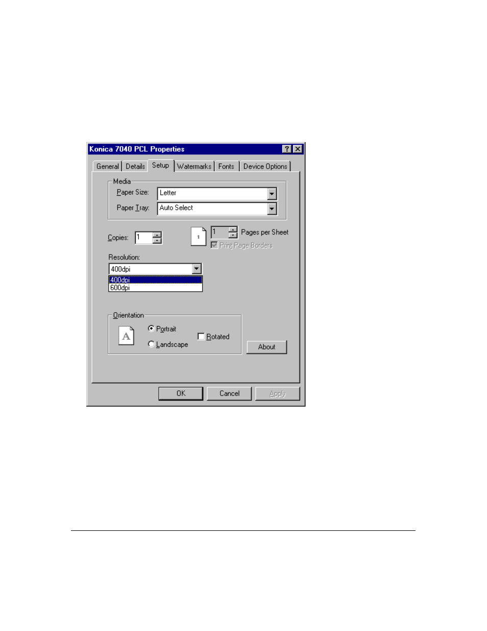 Printer driver screens | Konica Minolta IP-411 User Manual | Page 113 / 241