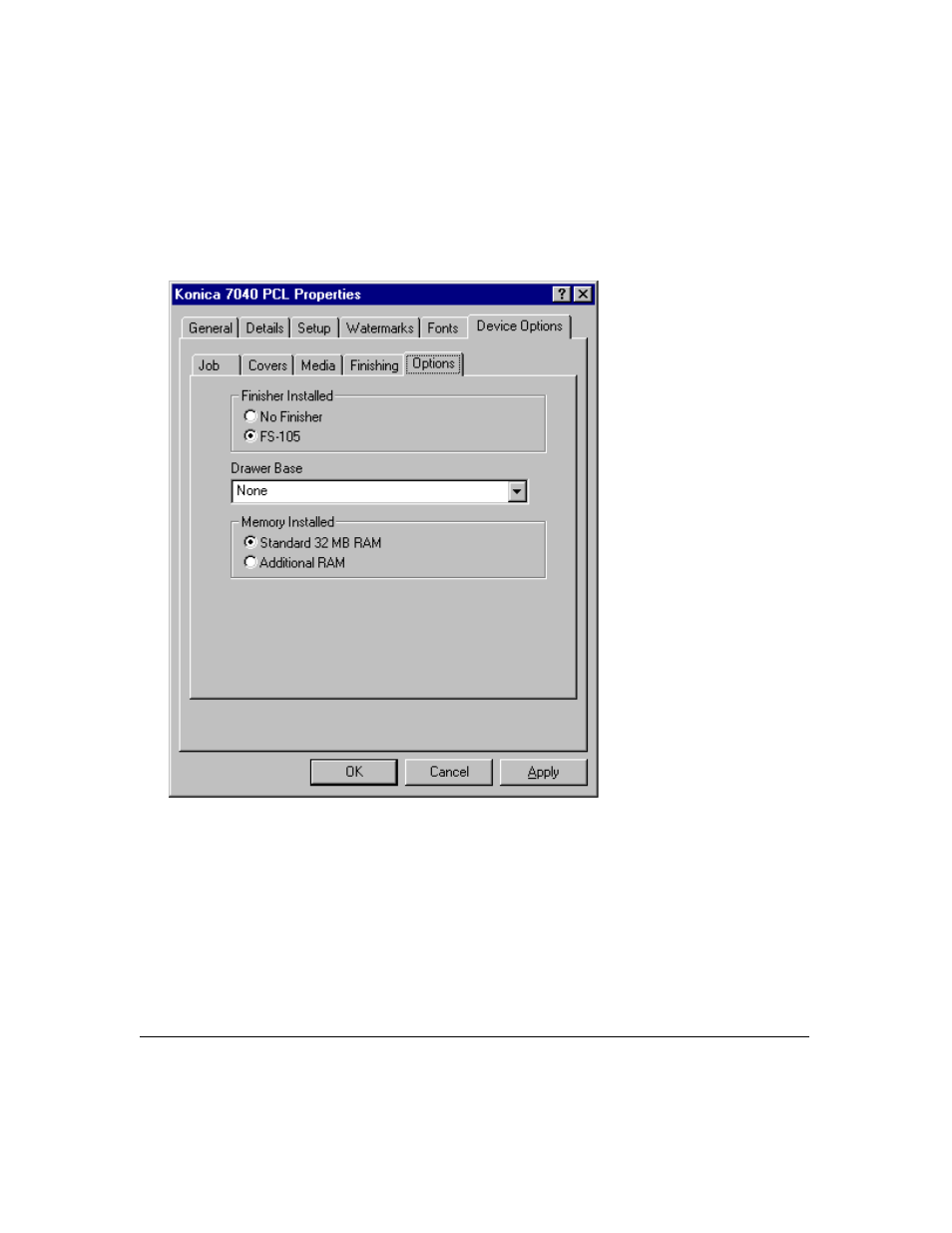 Printer driver screens | Konica Minolta IP-411 User Manual | Page 134 / 241