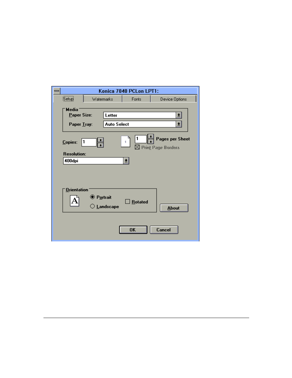 Printer driver screens | Konica Minolta IP-411 User Manual | Page 50 / 241