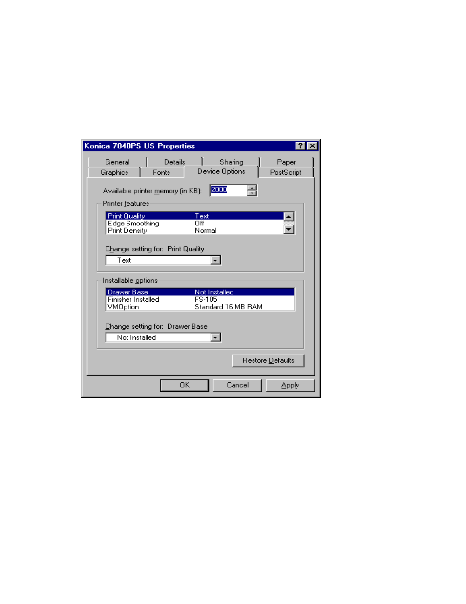 Printer driver screens | Konica Minolta IP-411 User Manual | Page 82 / 241