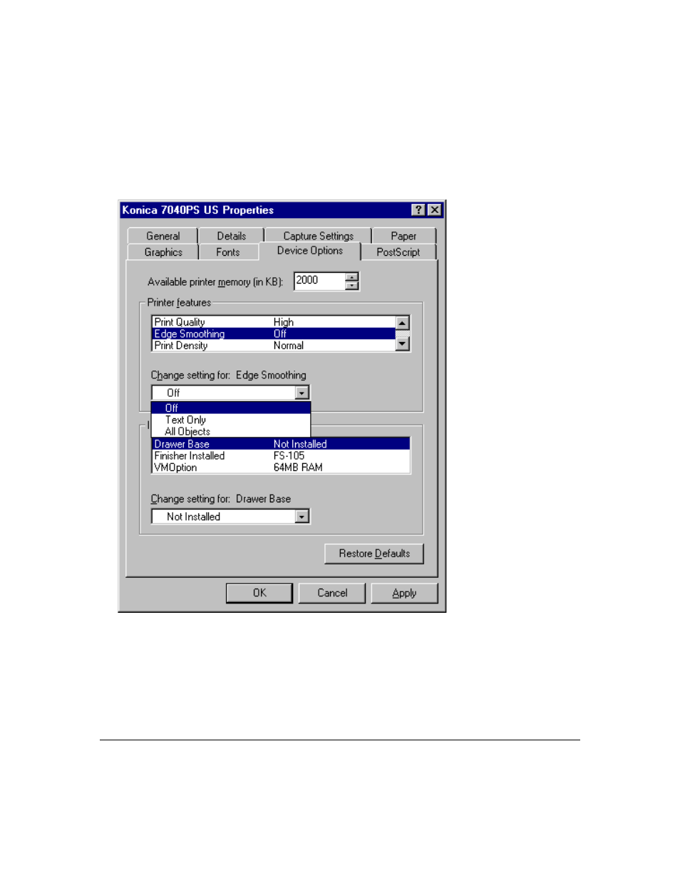 Printer driver screens | Konica Minolta IP-411 User Manual | Page 84 / 241