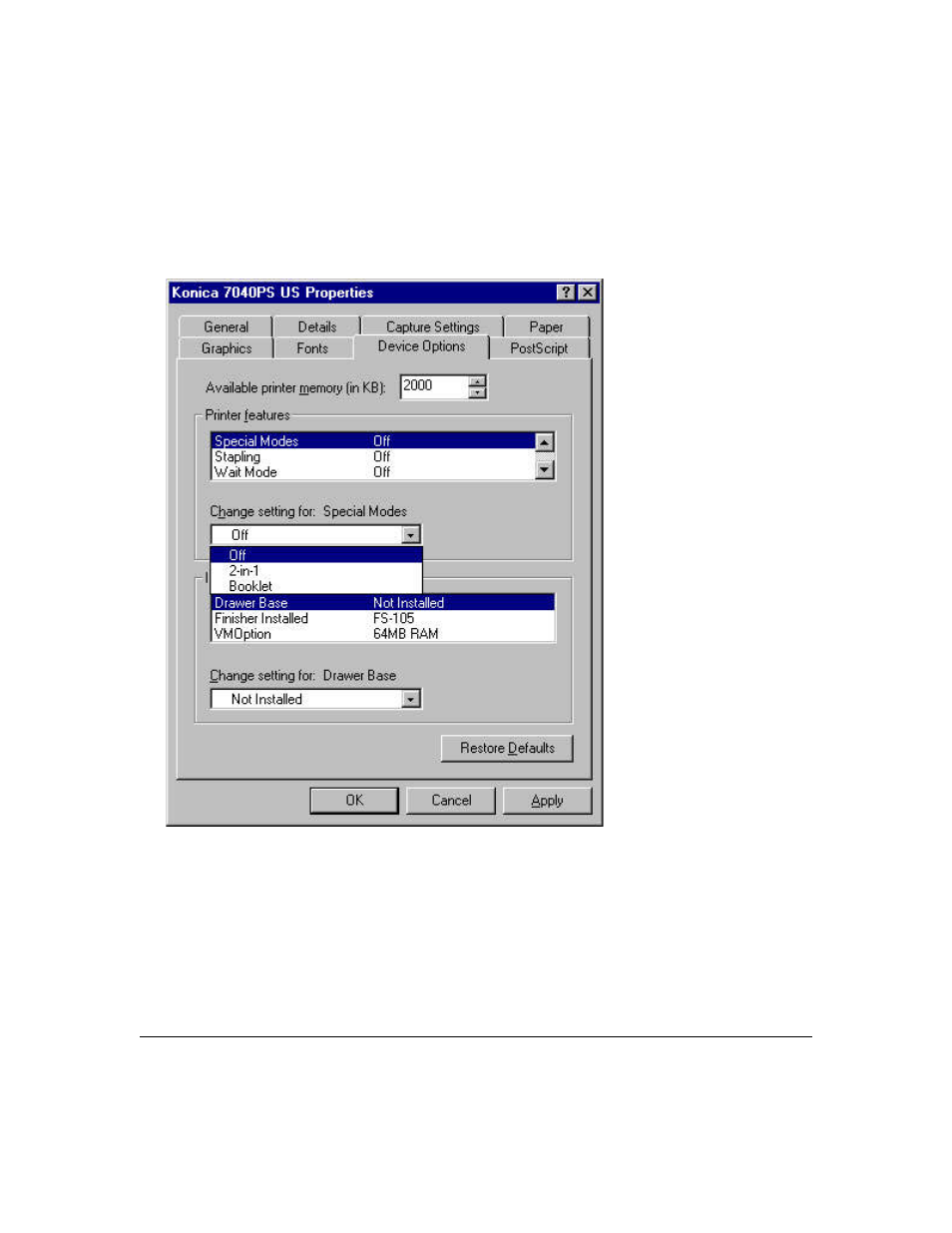 Printer driver screens | Konica Minolta IP-411 User Manual | Page 88 / 241
