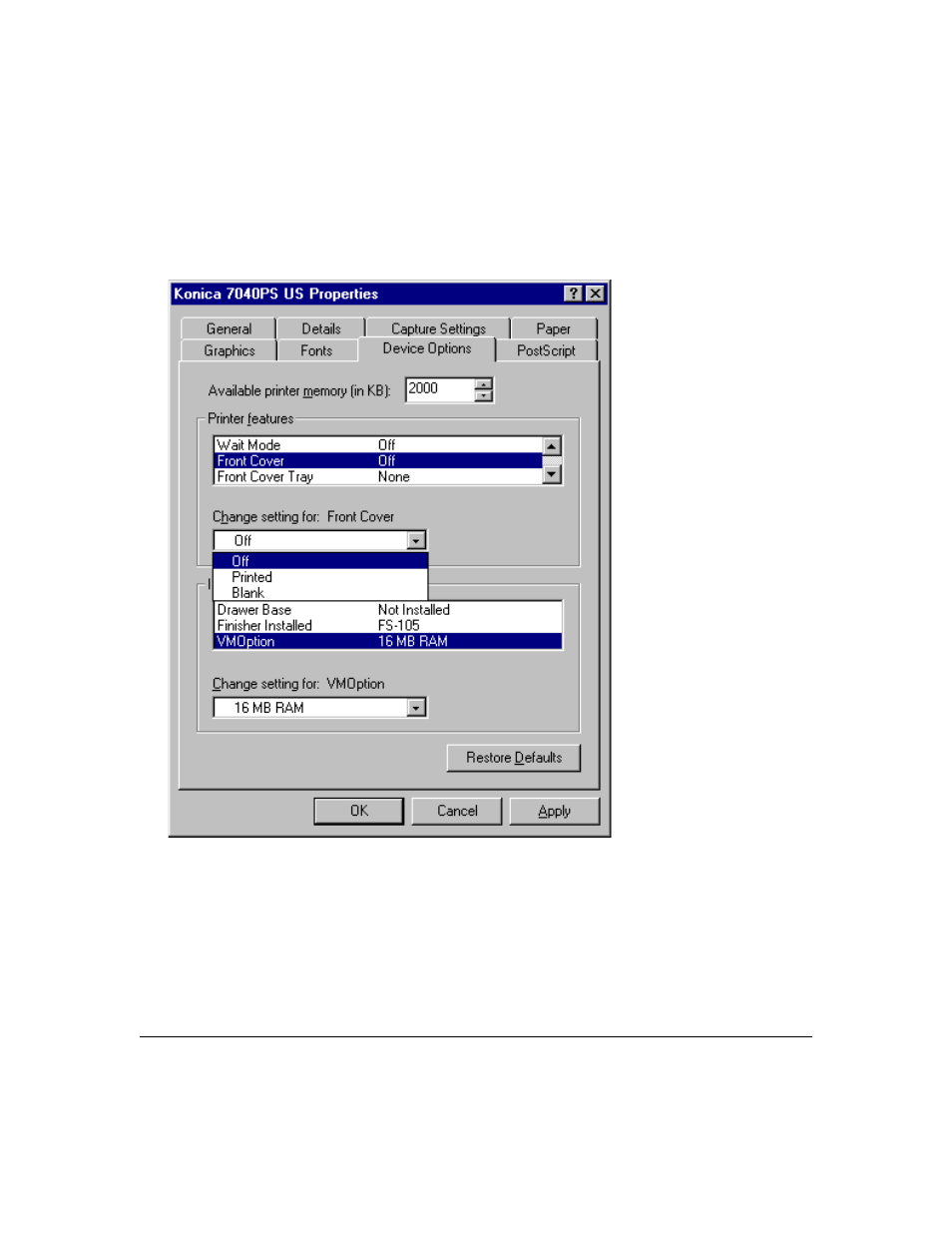 Printer driver screens | Konica Minolta IP-411 User Manual | Page 91 / 241