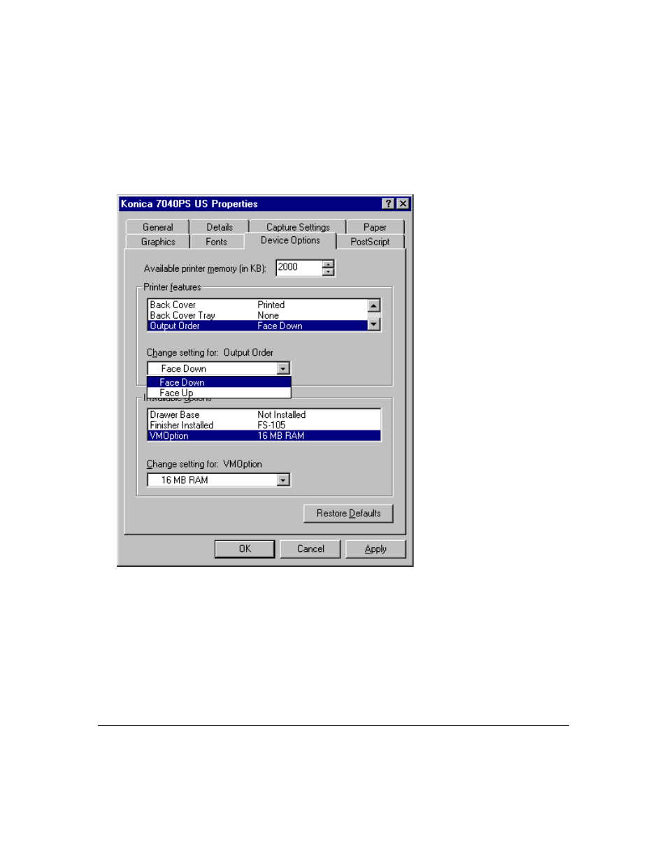 Printer driver screens | Konica Minolta IP-411 User Manual | Page 95 / 241