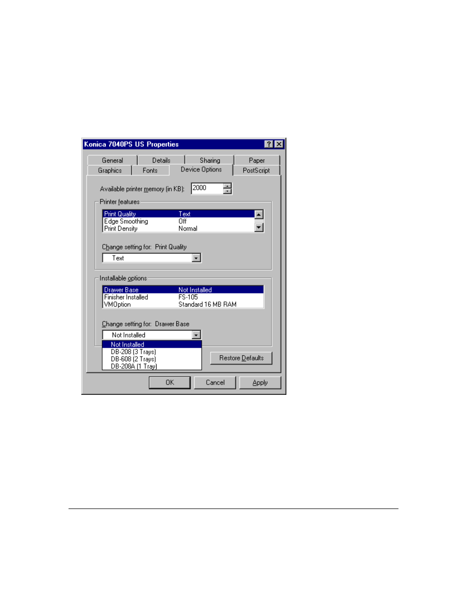 Printer driver screens | Konica Minolta IP-411 User Manual | Page 96 / 241