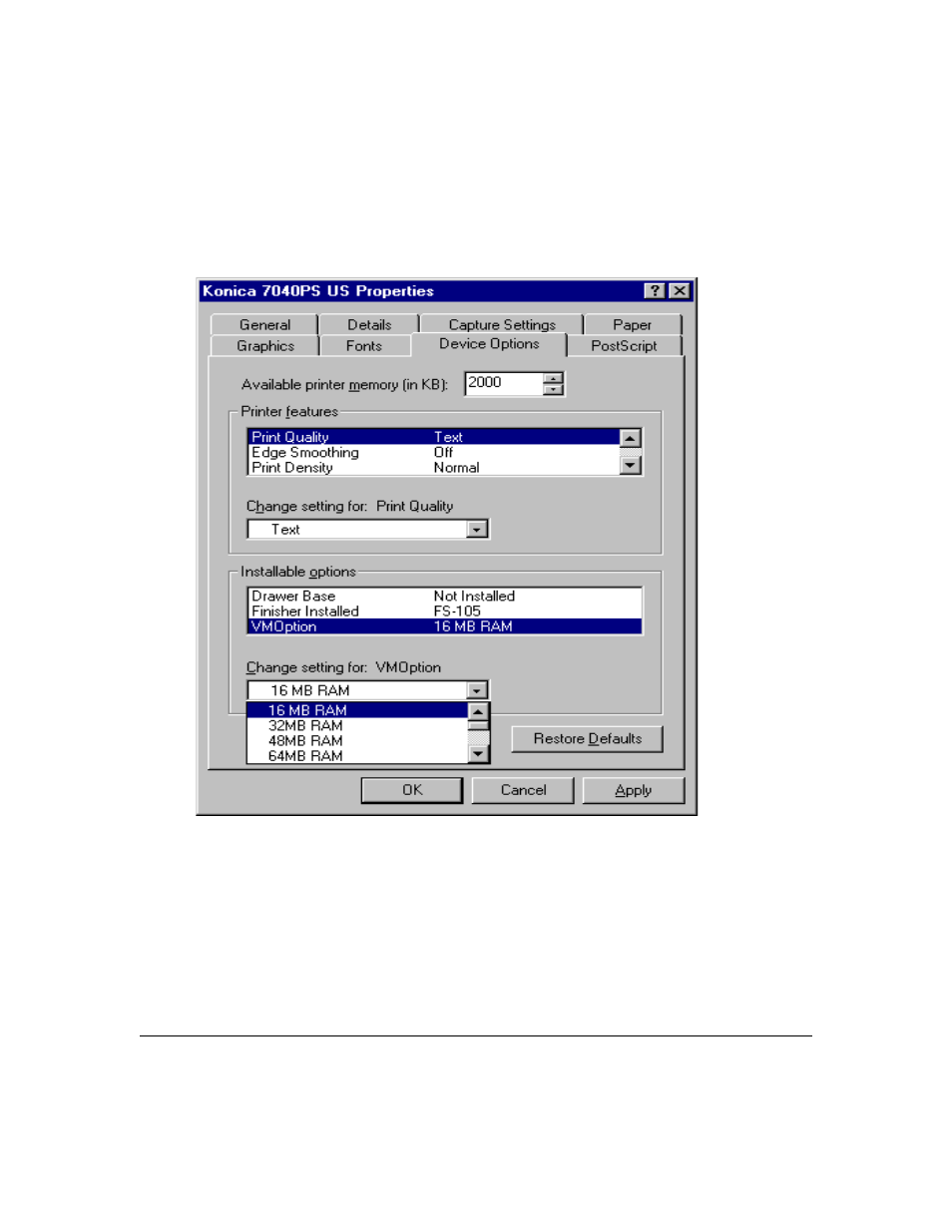 Printer driver screens | Konica Minolta IP-411 User Manual | Page 98 / 241