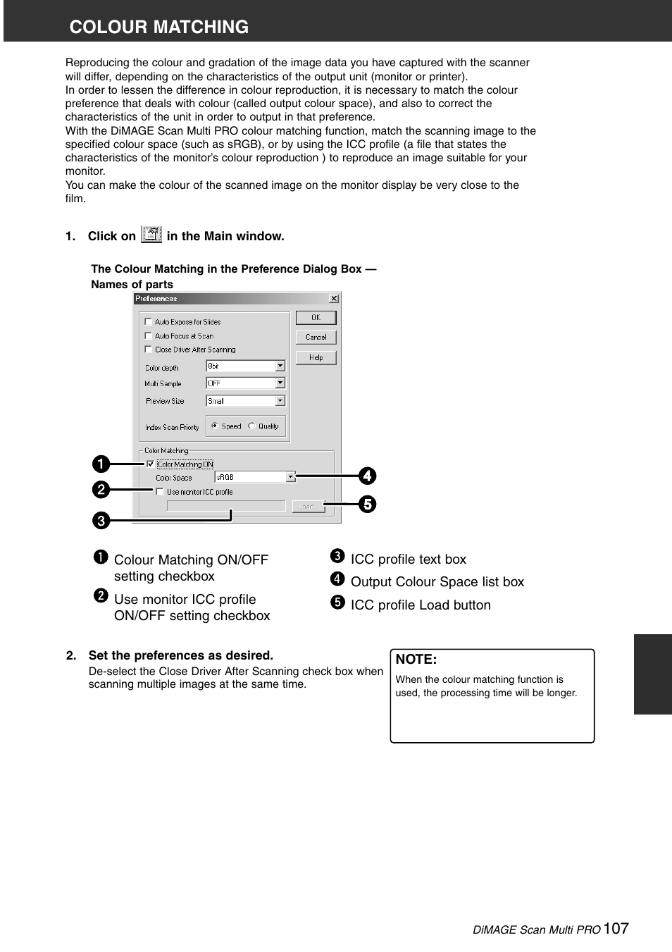 Colour matching | Konica Minolta DiMAGE Scan Multi PRO User Manual | Page 107 / 129