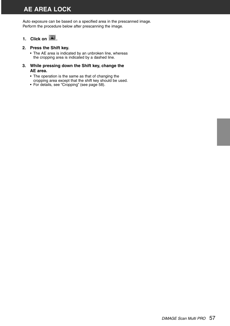 Ae area lock | Konica Minolta DiMAGE Scan Multi PRO User Manual | Page 57 / 129