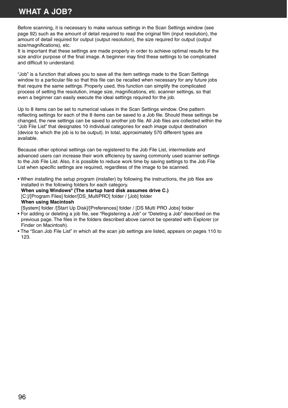 What is a job, What a job | Konica Minolta DiMAGE Scan Multi PRO User Manual | Page 96 / 129