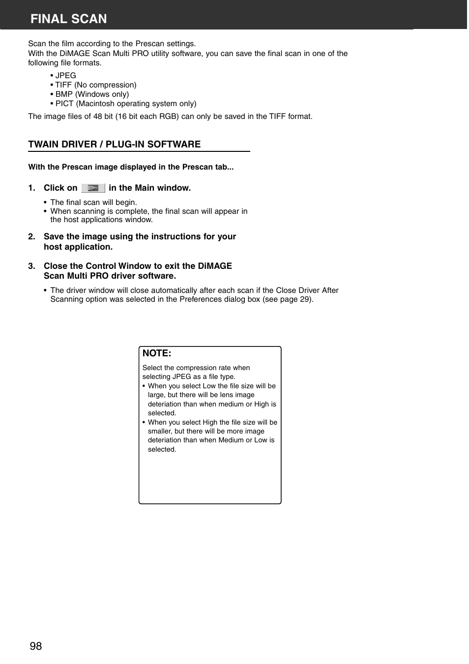 Final scan, Twain driver / plug-in software | Konica Minolta DiMAGE Scan Multi PRO User Manual | Page 98 / 129
