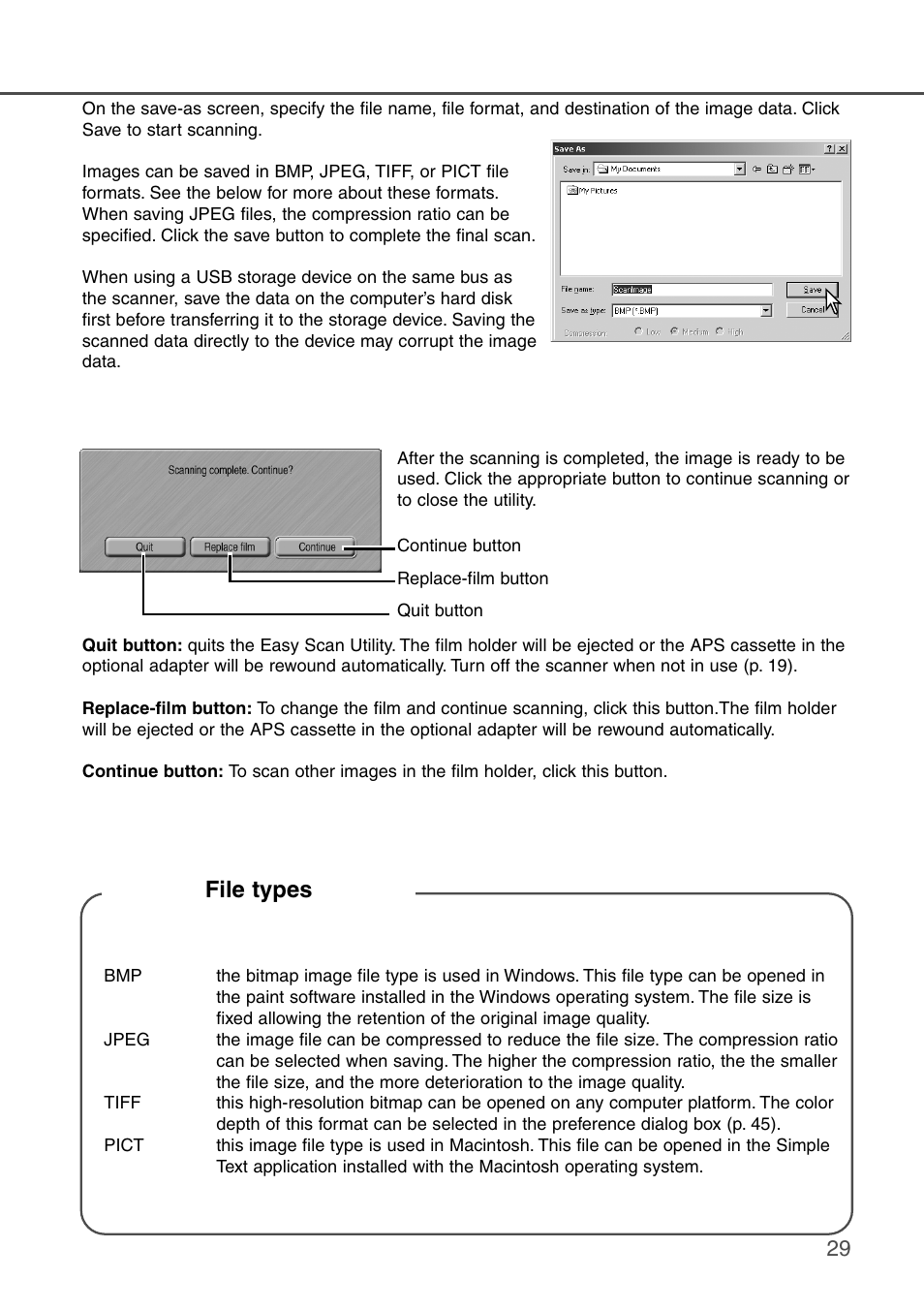 File types | Konica Minolta DiMAGE Scan Dual III AF-2840 User Manual | Page 29 / 92