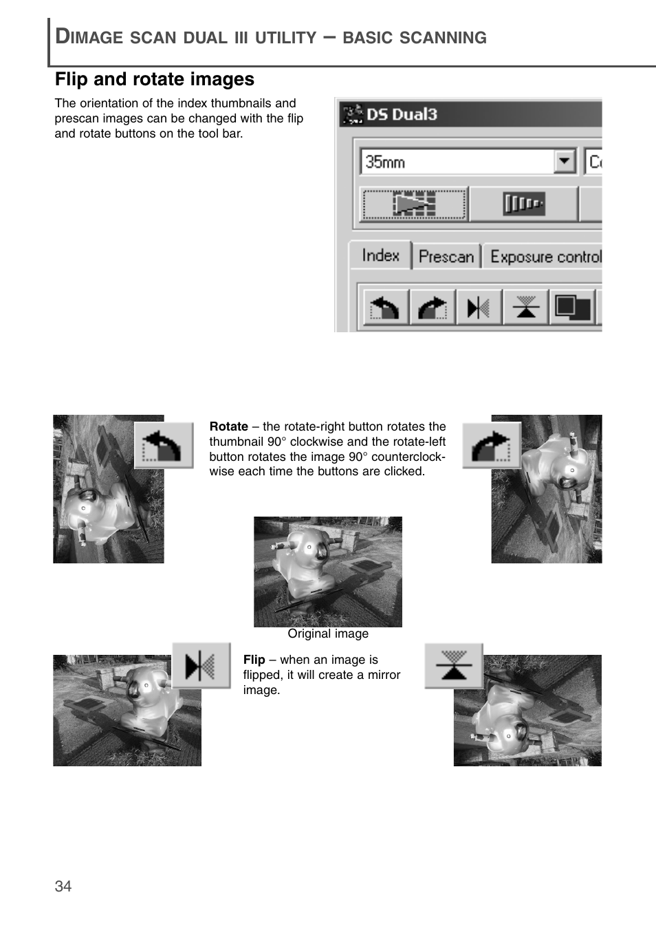 Flip and rotate images | Konica Minolta DiMAGE Scan Dual III AF-2840 User Manual | Page 34 / 92