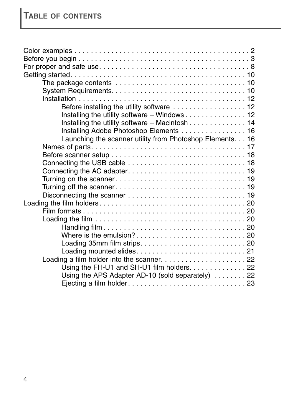 Konica Minolta DiMAGE Scan Dual III AF-2840 User Manual | Page 4 / 92