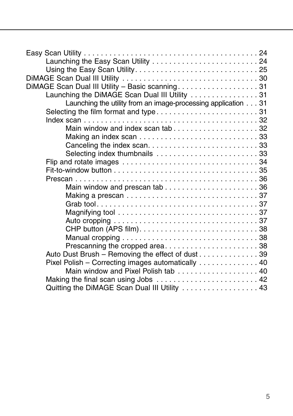 Konica Minolta DiMAGE Scan Dual III AF-2840 User Manual | Page 5 / 92