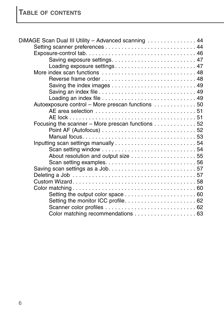 Konica Minolta DiMAGE Scan Dual III AF-2840 User Manual | Page 6 / 92