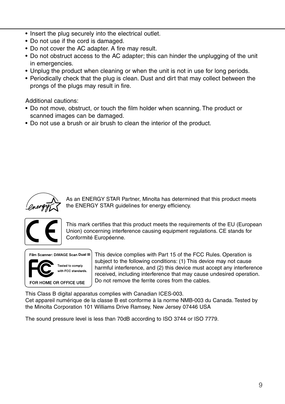 Konica Minolta DiMAGE Scan Dual III AF-2840 User Manual | Page 9 / 92