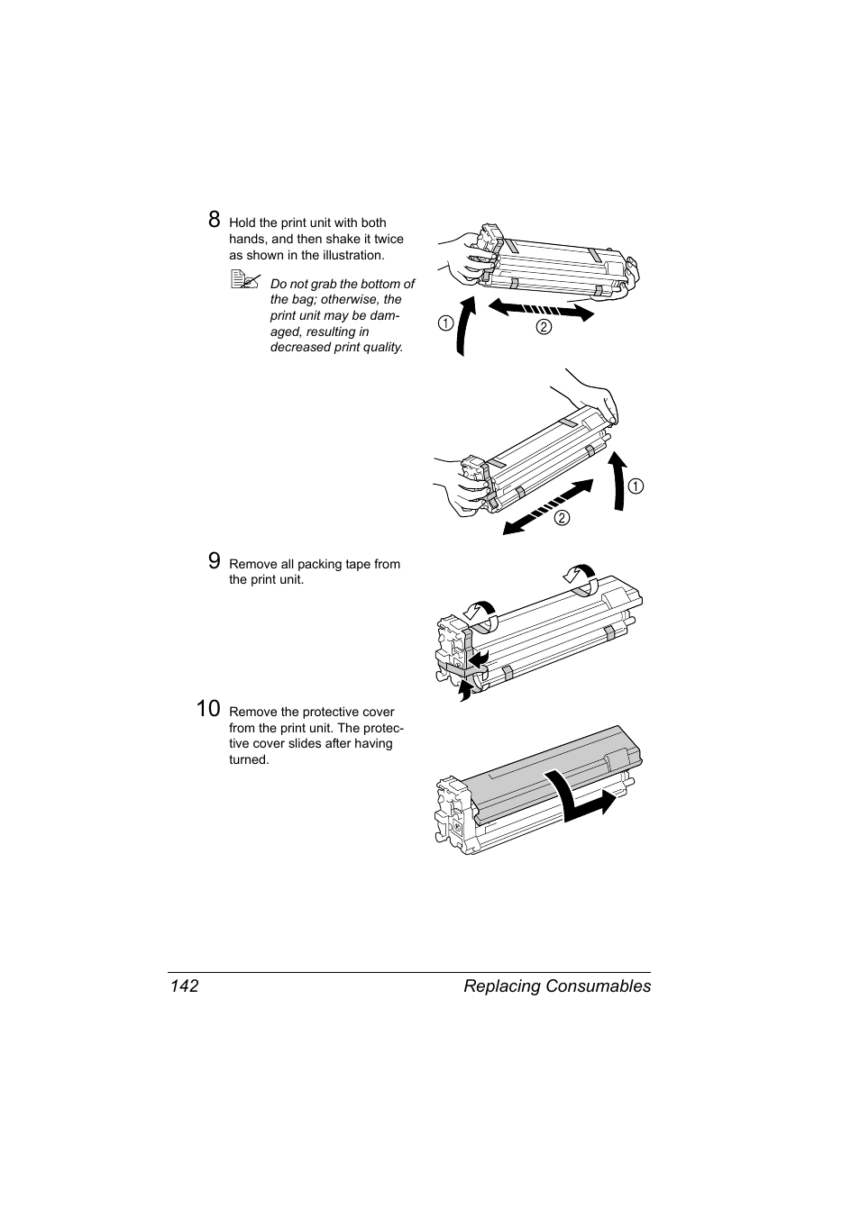 Replacing consumables 142 | Konica Minolta BIZHUB C30P User Manual | Page 156 / 276