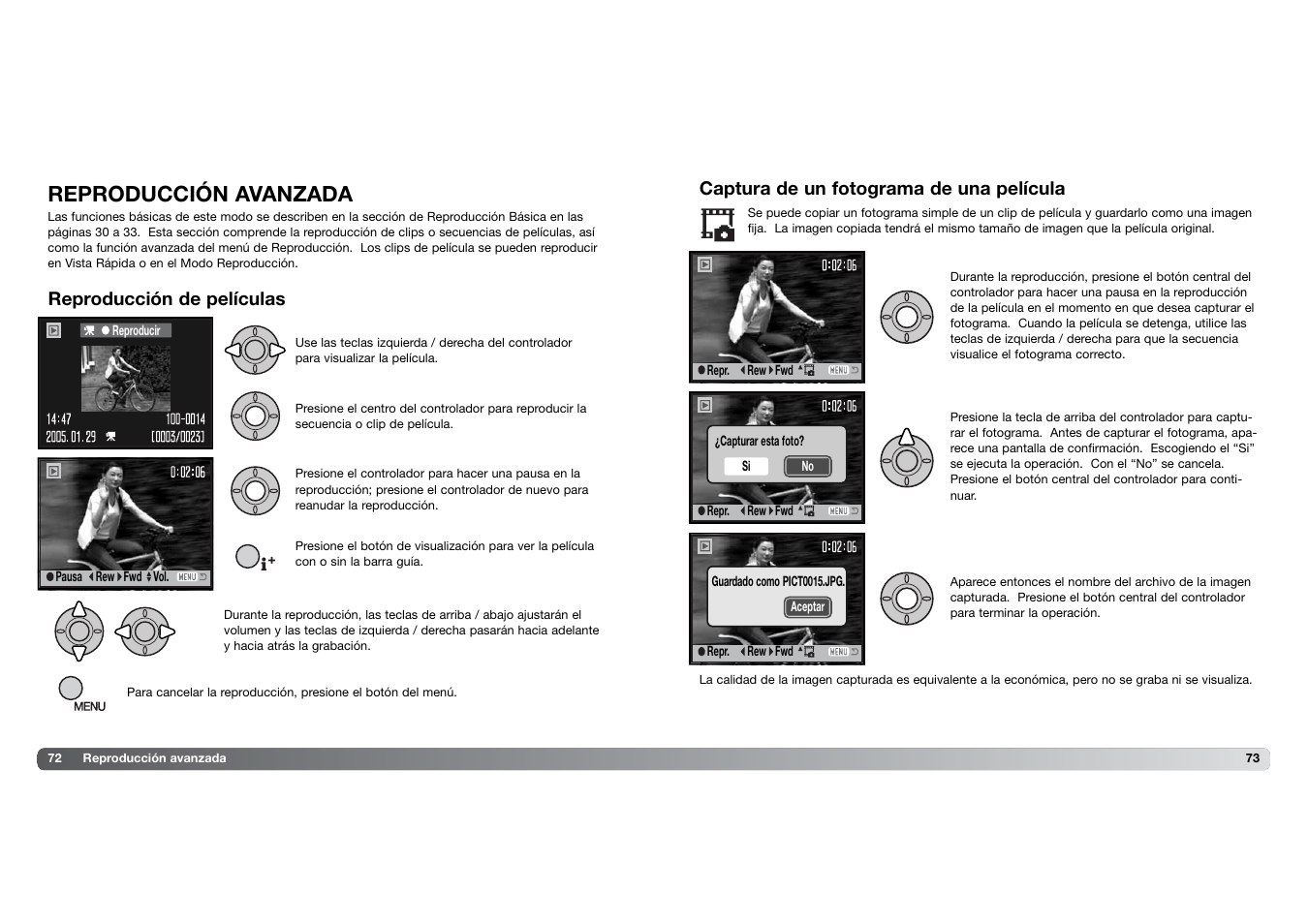 Reproducción avanzada | Konica Minolta DIMAGE Z5 User Manual | Page 37 / 66
