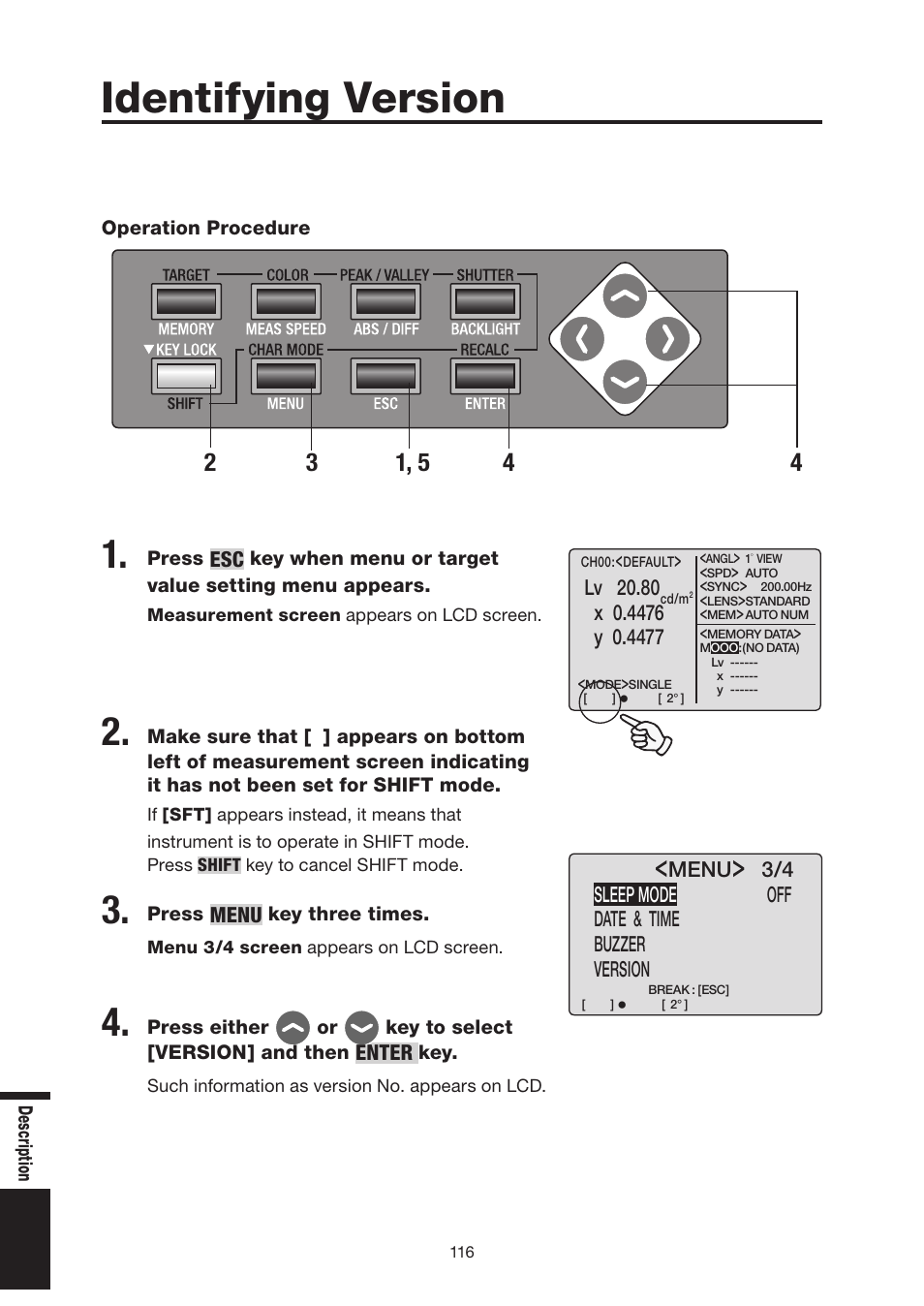 Identifying version | Konica Minolta Chroma Meter CS-200 User Manual | Page 118 / 124