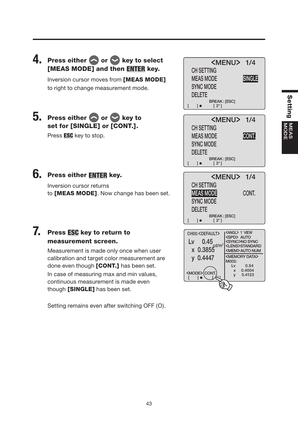 Konica Minolta Chroma Meter CS-200 User Manual | Page 45 / 124