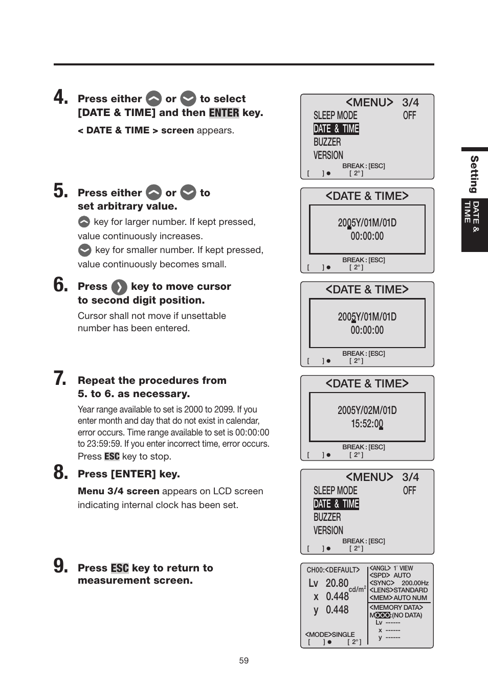 Konica Minolta Chroma Meter CS-200 User Manual | Page 61 / 124