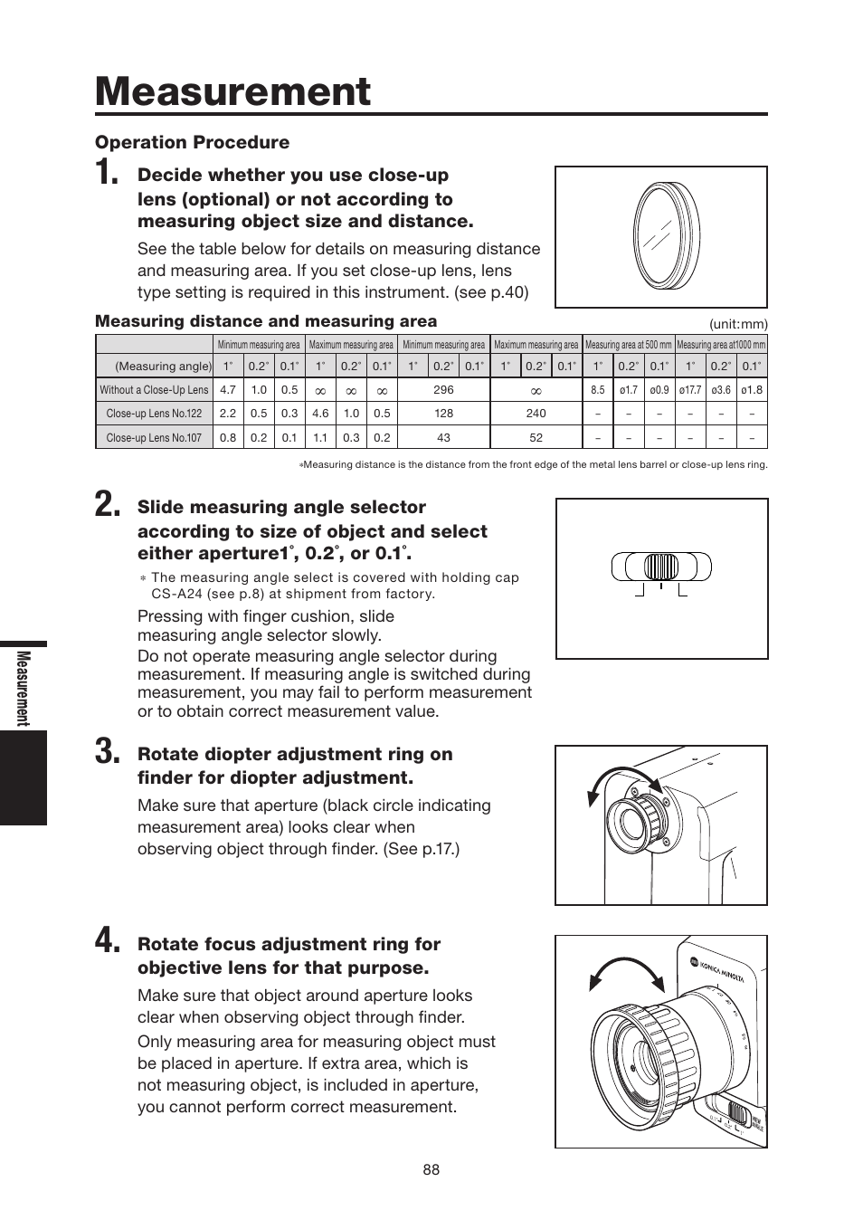 Measurement, Me asu rem ent, Operation procedure | Konica Minolta Chroma Meter CS-200 User Manual | Page 90 / 124