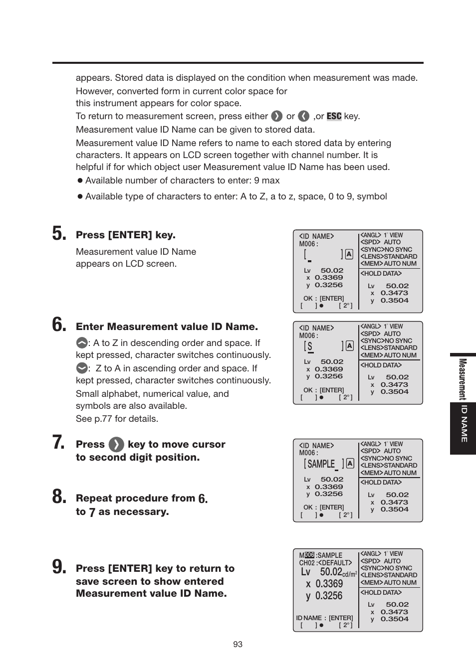 Sample, Lv 50.02 | Konica Minolta Chroma Meter CS-200 User Manual | Page 95 / 124