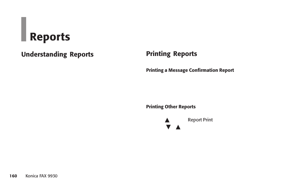 Overview, Reports | Konica Minolta Fax 9930 User Manual | Page 175 / 249