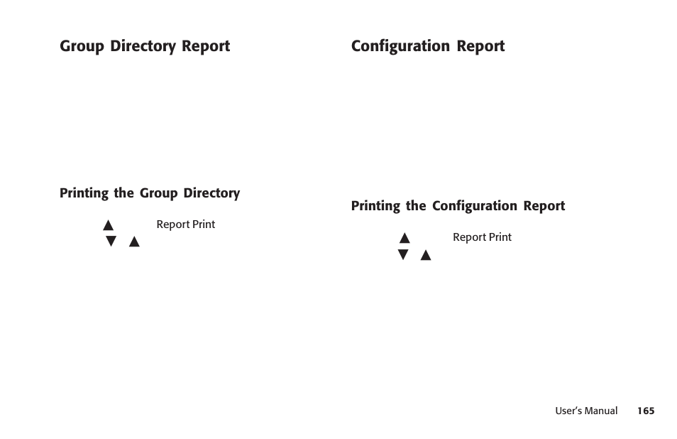 Group directory report, Configuration report | Konica Minolta Fax 9930 User Manual | Page 180 / 249