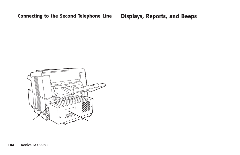 Displays, reports, and beeps | Konica Minolta Fax 9930 User Manual | Page 199 / 249