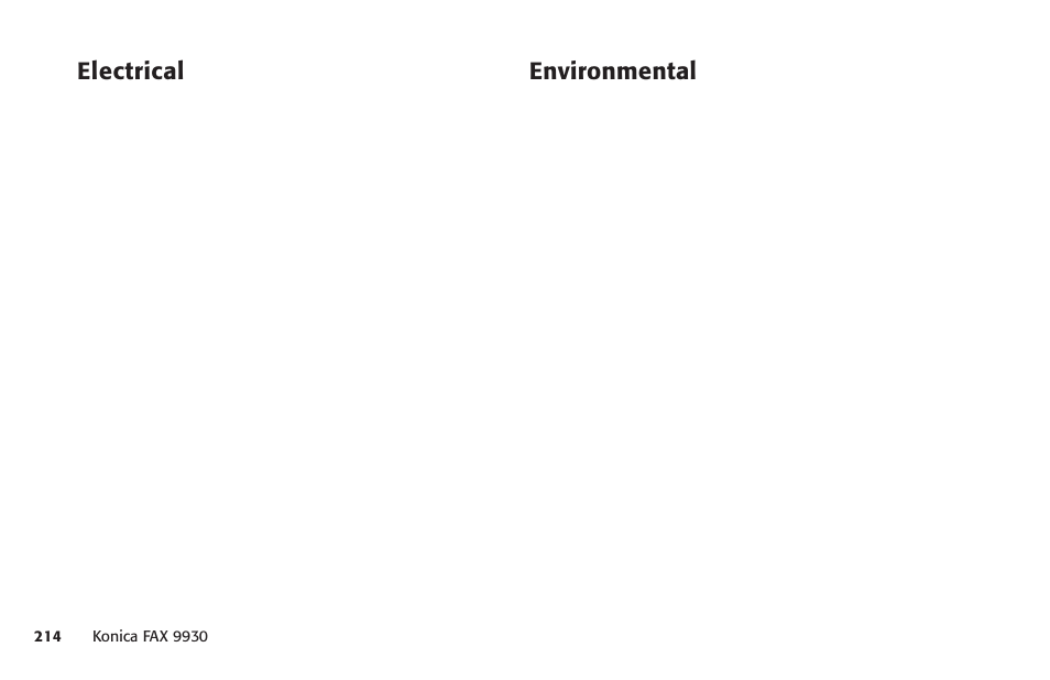 Electrical, Environmental | Konica Minolta Fax 9930 User Manual | Page 229 / 249